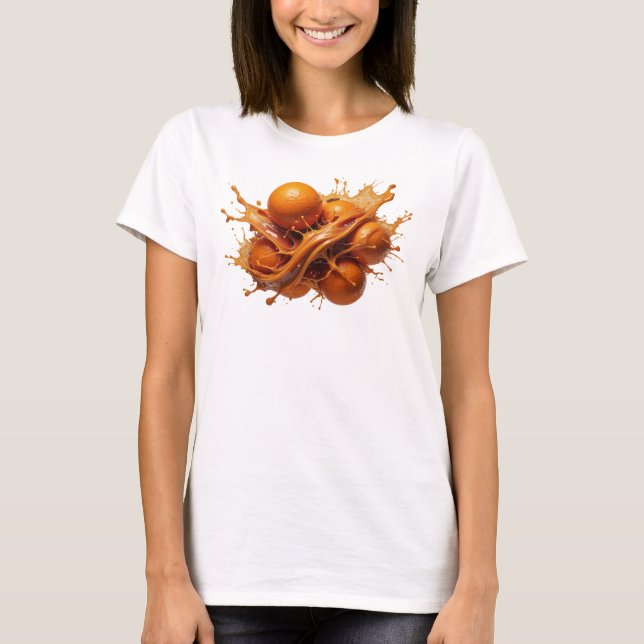 T-shirt Composition d'art abstrait orange expressif (Devant)
