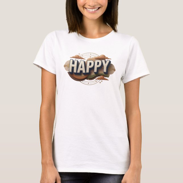 T-shirt Composition d'art élégant et HAPPY (Devant)