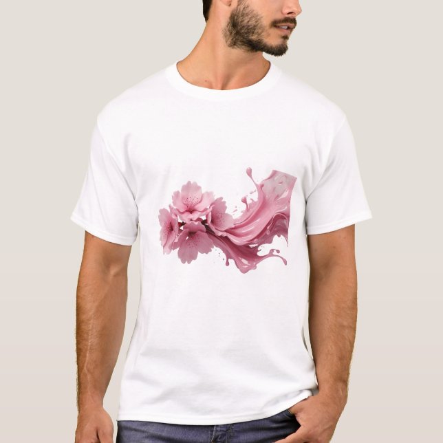 T-shirt Composition d'art floral abstrait vibrant (Devant)
