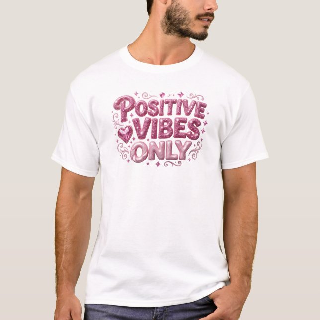 T-shirt Composition d'art Rose Tendance VIBES POSITIVES SE (Devant)