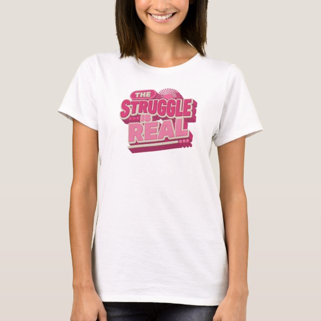 T-shirt Composition d'art rouge moderne LE COMBAT EST RÉEL (Devant)
