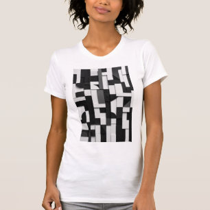 T-shirt Composition géométrique 3D abstraite en noir et bl