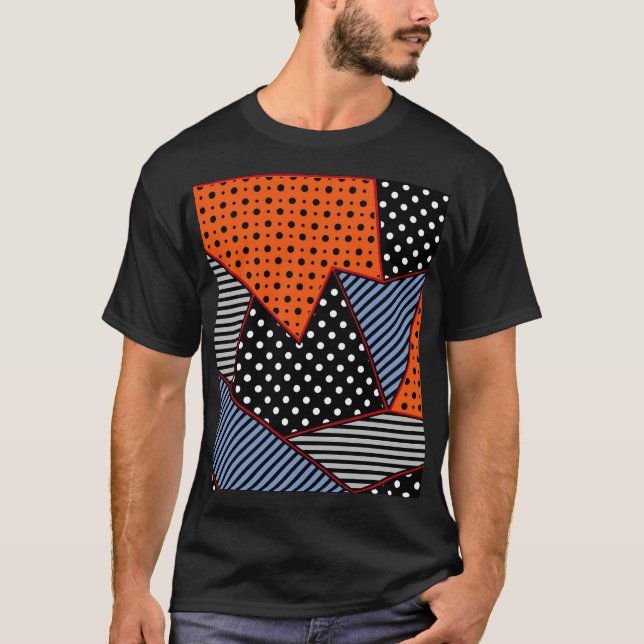 T-shirt Composition géométrique Abstraite : Bleu orange (Devant)