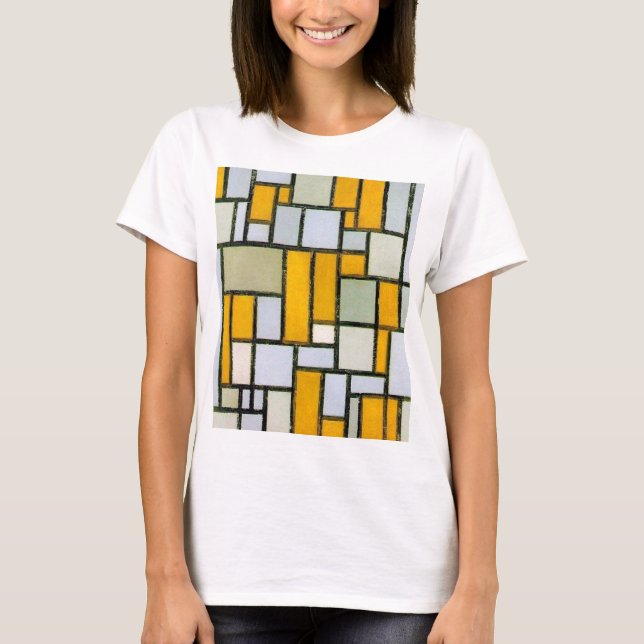 T-shirt Composition Jaune et Gris, Mondrian (Devant)
