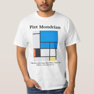 T-shirt Composition Mondriale avec grand plan bleu