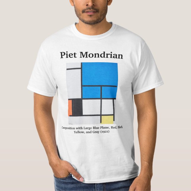 T-shirt Composition Mondriale avec grand plan bleu (Devant)
