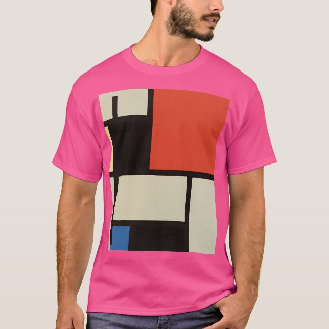 T-shirt Composition Mondrian Abstrait moderne Wow rose (Devant)