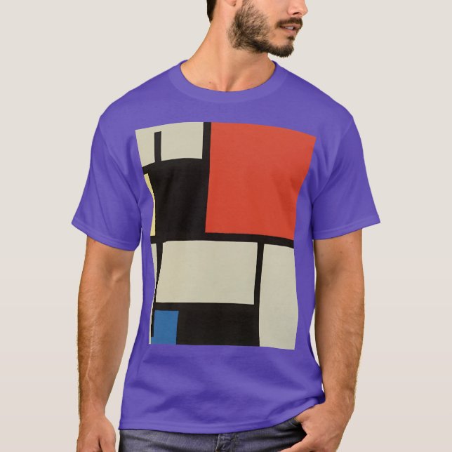 T-shirt Composition mondrienne Abstraite moderne violet (Devant)
