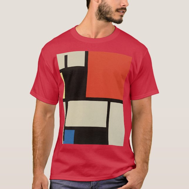 T-shirt Composition mondrienne Cardinal Abstrait moderne (Devant)