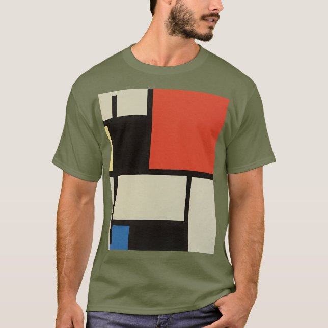 T-shirt Composition mondrienne Moderne Abstraite Fatigue v (Devant)