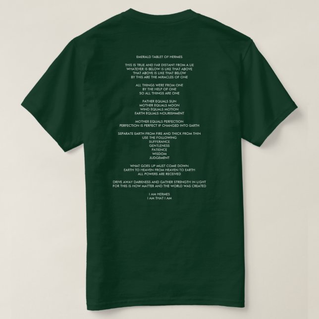 T-SHIRT COMPRIMÉ VERT DE HERMES [TRADUCTION DE FREEMAN] (Design dos)