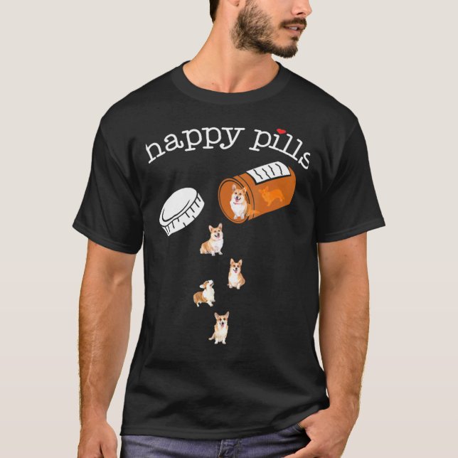 T-shirt Comprimés de bonheur pour Corgi (Devant)