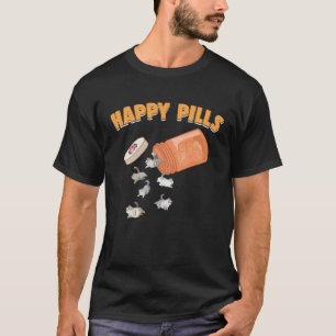 T-shirt Comprimés Heureux Chat British Shorthair Humour F