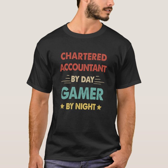 T-shirt Comptable Agréé Par Joueur De Jour Par Nuit (Devant)