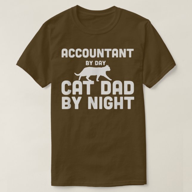 T-shirt Comptable De Jour Chat Papa De Nuit (Design devant)