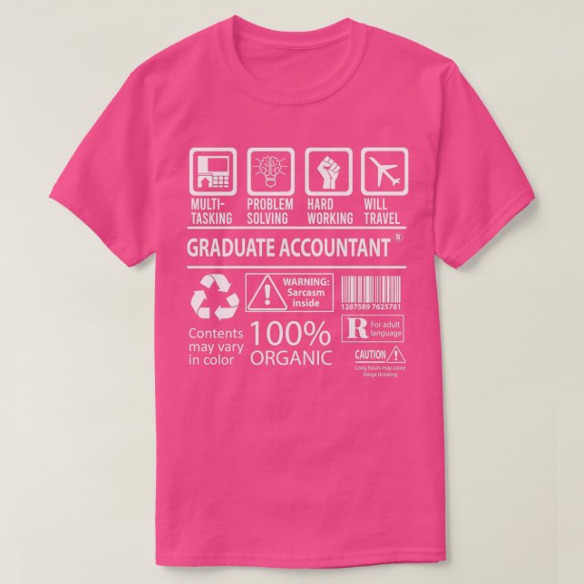 T-shirt Comptable diplômé Multi-Tâche Certifié Gif d'emplo (Design devant)