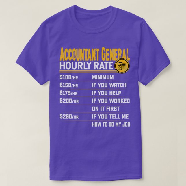 T-shirt Comptable Général Taux horaire Funny Comptable Ac (Design devant)