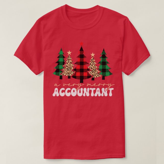 T-shirt Comptable Merry Christmas Tree Buffalo Plaid Leop (Design devant)
