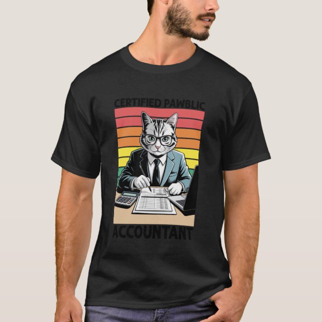 T-shirt Comptable Publique Certifié Chat Finance Professio (Devant)