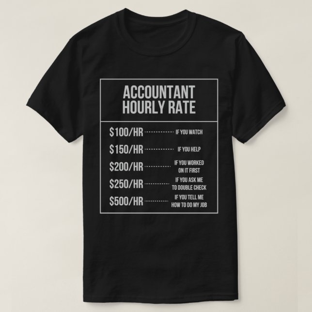 T-shirt Comptable Taux horaire Profession comptable (Design devant)