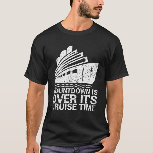 T-shirt Compte à rebours C'est l'heure des croisières pour (Devant)