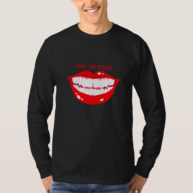 T-shirt Compter Les Sourires Lèvres Rouges Souriantes (Devant)
