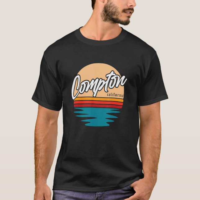 T-shirt Compton California Gangsta Rap California Retro B (Devant)