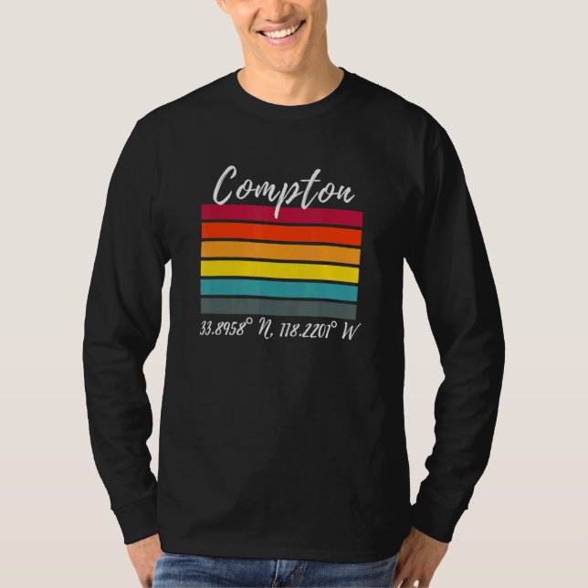 T-shirt Compton Latitude Et Longitude Ca Los Angeles Fans (Devant)