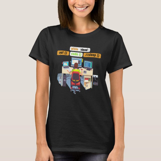 T-shirt Computer Science Python Coder Eat Code Humour de v (Devant)
