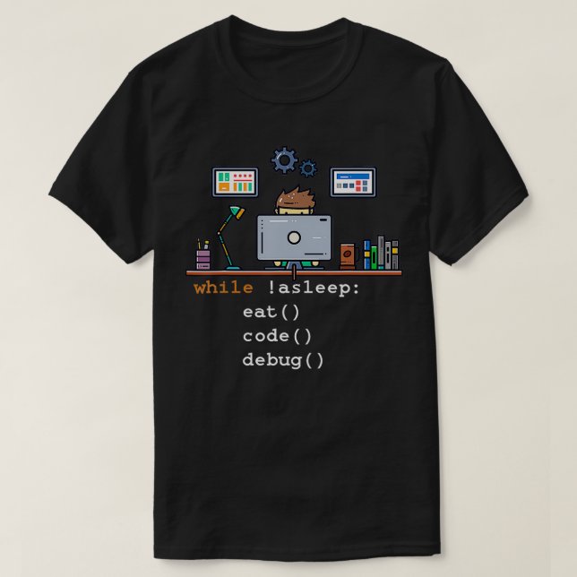 T-shirt Computer Science Python Programmer Eat Code Debug (Design devant)