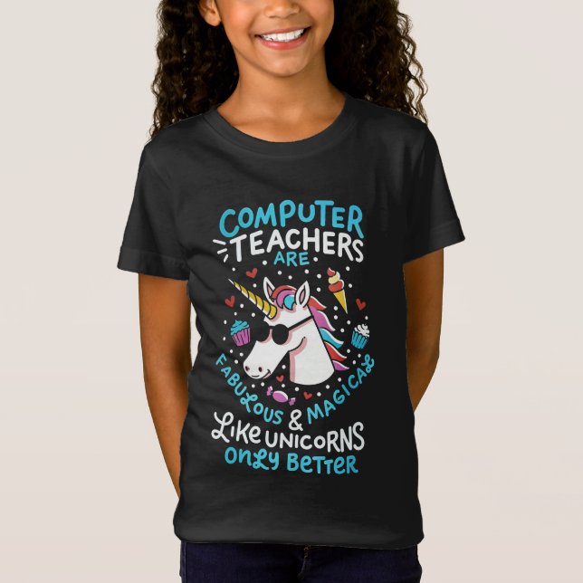 T-Shirt Computer Teacher Unicorn FunnyAppréciation de l'en (Devant)