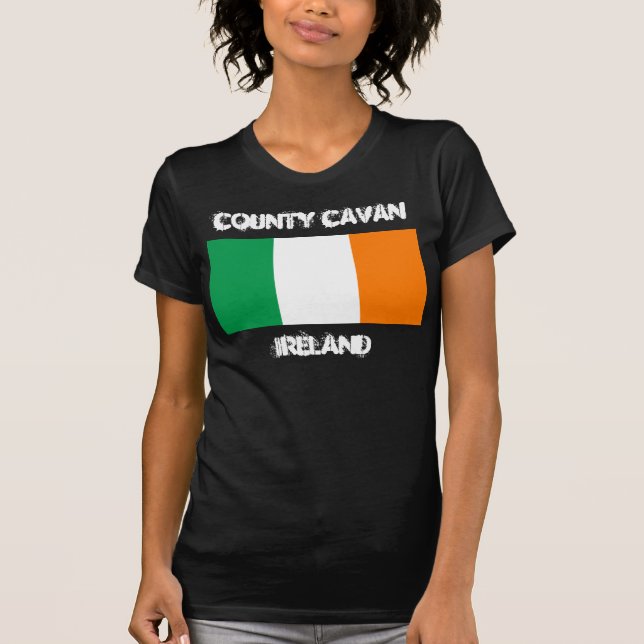T-shirt Comté Cavan, Irlande avec le drapeau irlandais (Devant)