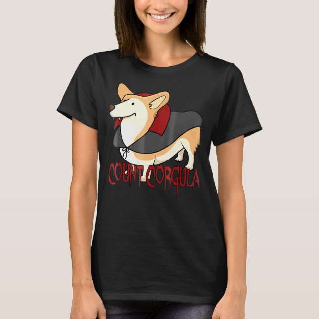 T-shirt Comte Corgula Halloween Corgi Chien Vampire Dracul (Devant)
