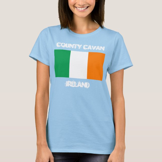 T-shirt Comté de Cavan, Irlande avec drapeau irlandais (Devant)