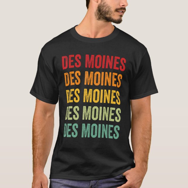 T-shirt Comté de Des Moines Iowa Conception de texte arc-e (Devant)