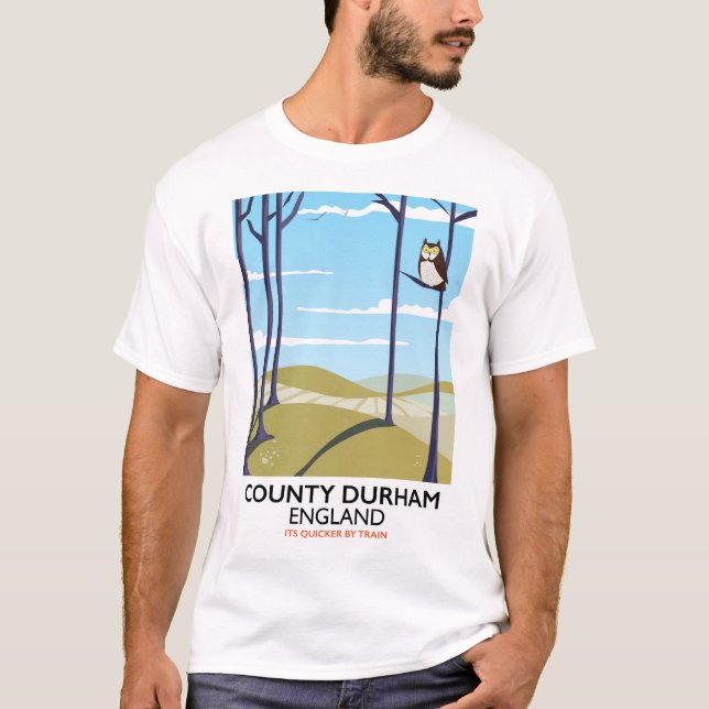 T-shirt Comté de Durham, Angleterre affiche de train (Devant)
