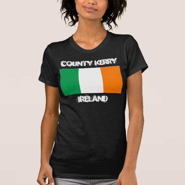 T-shirt Comté de Kerry, Irlande avec drapeau irlandais (Devant)