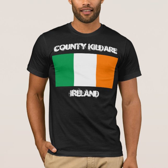 T-shirt Comté de Kildare, Irlande avec drapeau irlandais (Devant)