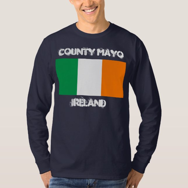 T-shirt Comté de Mayo, Irlande avec drapeau irlandais (Devant)
