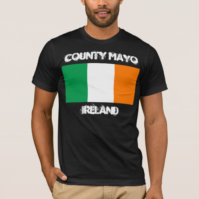 T-shirt Comté de Mayo, Irlande avec drapeau irlandais (Devant)