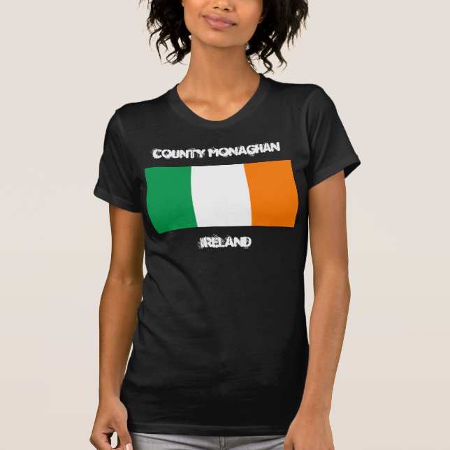 T-shirt Comté de Monaghan, Irlande avec drapeau irlandais (Devant)