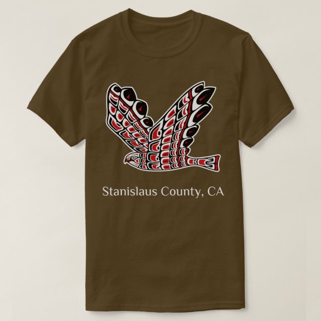 T-shirt Comté de Stanislaus Faucon rouge Amérindien Bi (Design devant)