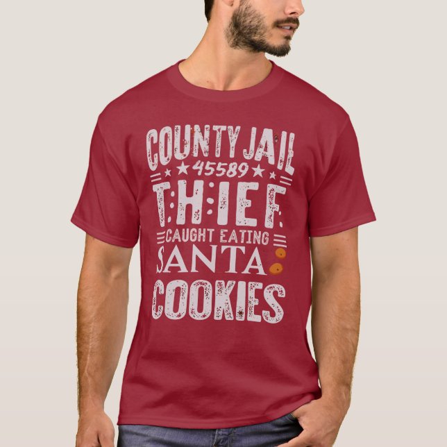 T-shirt Comté drôle de prisonnier de prison vol de Noël (Devant)