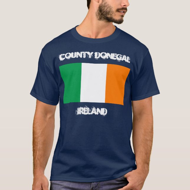 T-shirt Comté le Donegal, Irlande avec le drapeau (Devant)