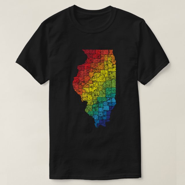 T-shirt comtés de couleur de l'illinois (Design devant)