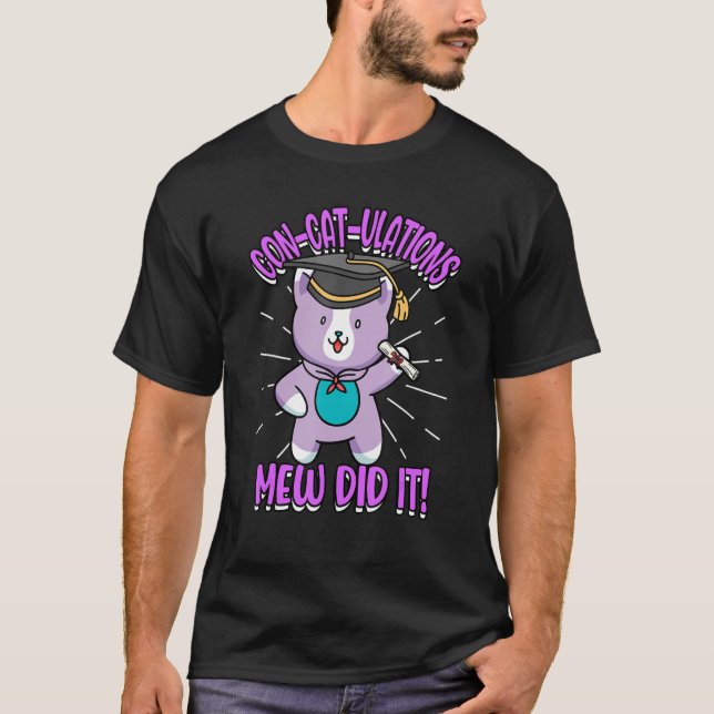 T-shirt Con-Cat-Ulations Mew A Fait Il Chats Graduation (Devant)