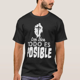 T-shirt Con Dios Todo Es Posible - Christian Jesus Faith L