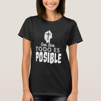 T-shirt Con Dios Todo Es Posible - Christian Jesus Faith L