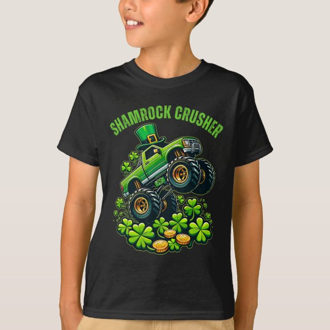 T-shirt Concasseur de trèfle de la Saint-Patrick pour garç (Devant)