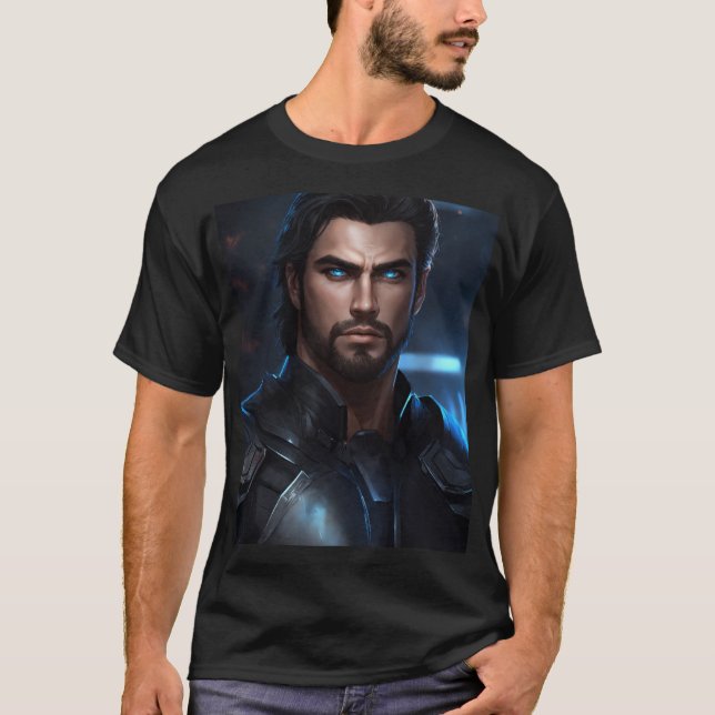 T-shirt concept art d'un bel homme (Devant)